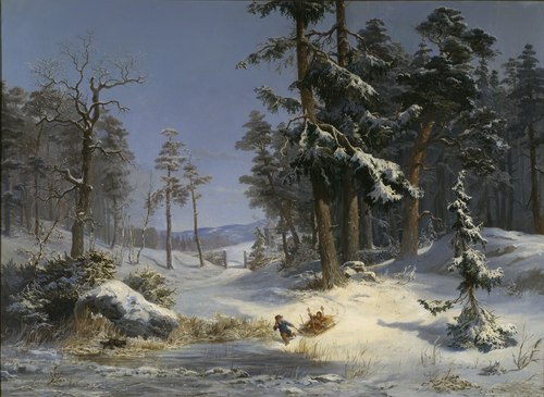 Winter Landscape from Queen Christina's Road in Djurgården, Stockholm, 1866, Charles XV de Suède