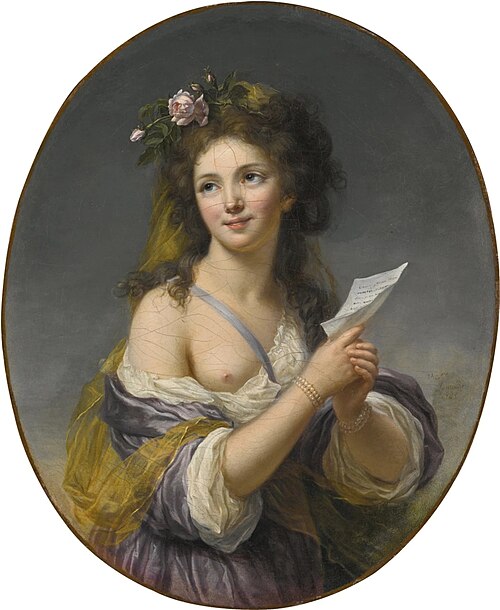 A joyful girl holding a letter, 1785, Marie-Victoire Lemoine