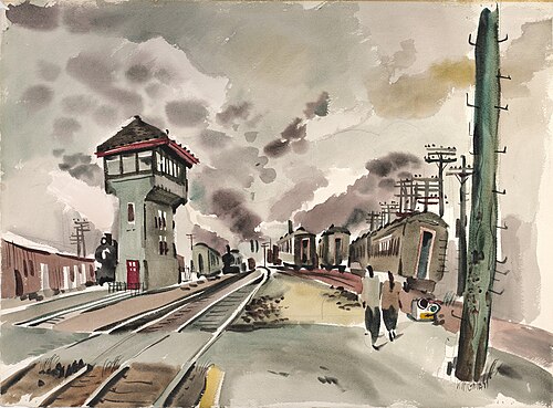 Southern Pacific Depot in the Morning, 1940, Dong Kingman
