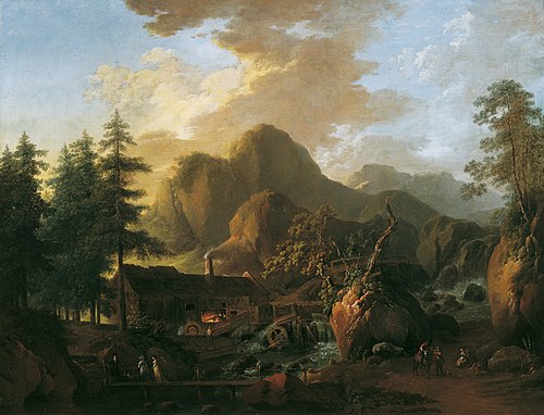 Landschaft mit Hammerwerk, 1800, Martin von Molitor