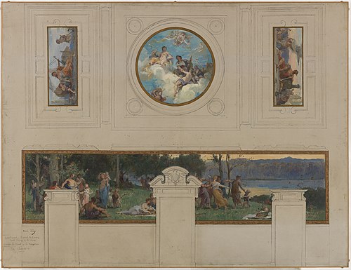 Esquisse pour la mairie de Pantin : Allégories du canal de l'Ourcq, du Travail et de la Navigation -, 1886, Henri-Léopold Lévy