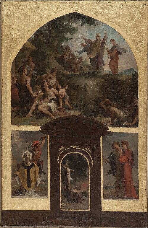 Esquisse pour l'église Saint-Merri : Prédication de saint Denis et conversion des Gaulois. Décollati, 1873, Henri-Léopold Lévy
