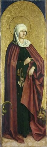 Flügel eines Altares: Die hl. Margarethe (Martha?) Rückseite: Hl. Afra, 1502, Bartholomäus Zeitblom