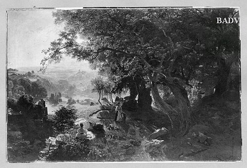 Landscape with Kreuzenstein castle, 1897, Anton Hlávacek
