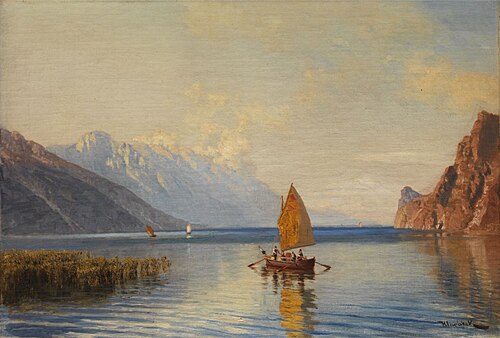 Der Gardasee zwischen Riva und Torbole am Morgen, , Anton Hlávacek
