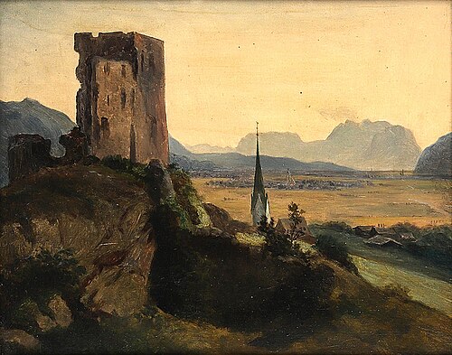 Landschaft mit Ruinen und Dorfkirchen, 1926, Anton Hlávacek