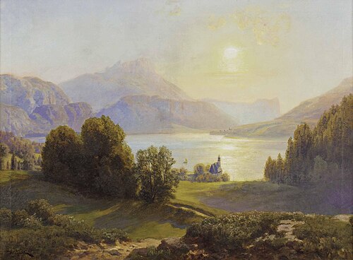 Blick über einen Alpensee, , Anton Hlávacek