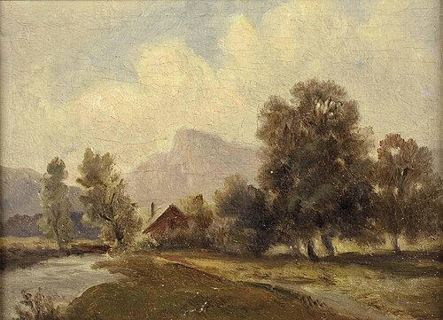 Landschaft bei Salzburg, im Hintergrund der Untersberg, , Anton Hlávacek