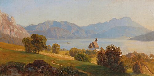 Steinbach on the Attersee with the Schafberg, 1926, Anton Hlávacek