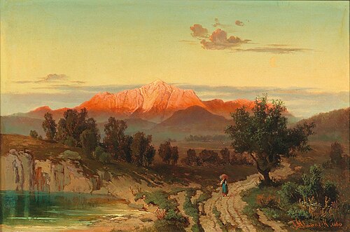 Sunset over the Hoher Göll, 1860, Anton Hlávacek