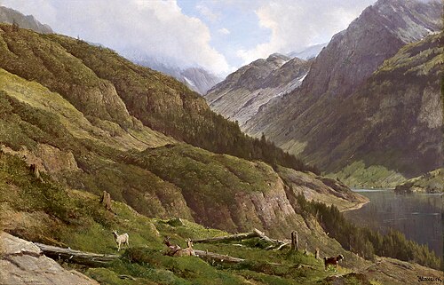 Gebirgslandschaft mit weidenden Ziegen, 1926, Anton Hlávacek