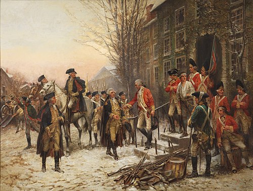 George Washington (1732-1799) in front of Nassau Hall, 1916, Edward Percy Moran