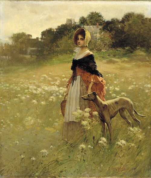 Young Girl and Dog, 1890, Edward Percy Moran