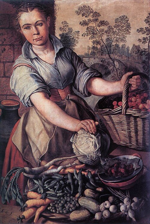 Vegetable Seller, 1550, Joachim Bueckelaer