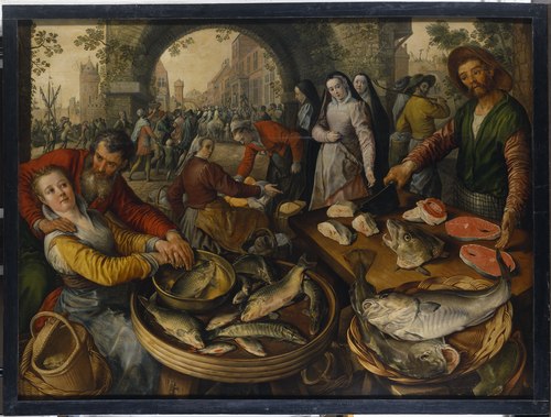 Fish Market with Ecce Homo, 1570, Joachim Bueckelaer