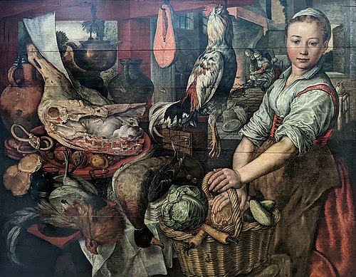 Intérieur de cuisine, 1566, Joachim Bueckelaer