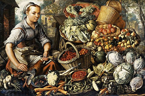 Market Woman with Fruit, Vegetables and Poultry, 1564, Joachim Bueckelaer