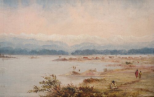 Horo Whenua Lake and Native Pah, Manawatu, 1863, Edith Halcombe