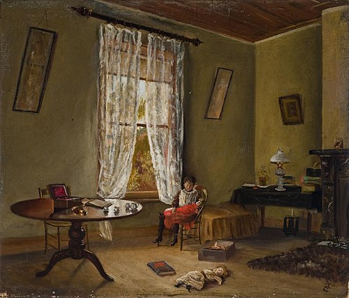 Interior of a New Zealand house, 1880, Edith Halcombe