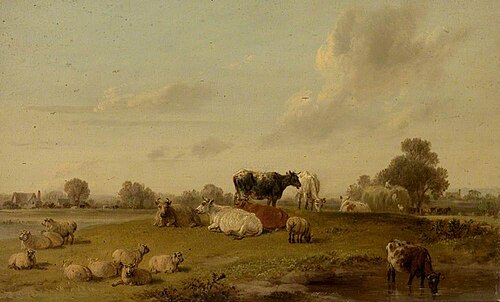 Landscape with Cattle and Sheep, , Edmund Bristow