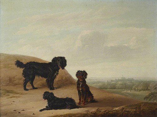 Three Sporting Dogs in a Landscape, with a Distant View of Windsor Castle, 1830, Edmund Bristow
