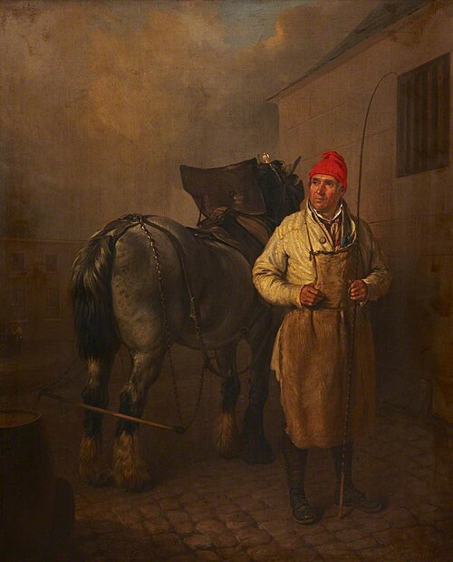 A Man in a Red Hat with a Whip and a Horse, 1835, Edmund Bristow