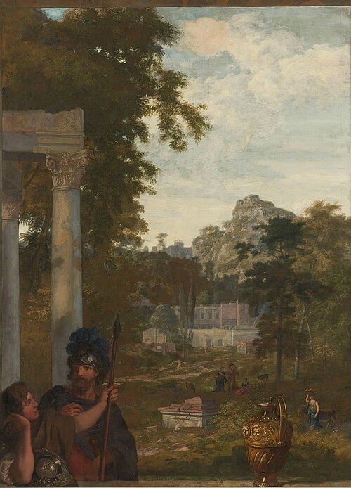 Italian landscape with two Roman soldiers, 1687, Gerard de Lairesse