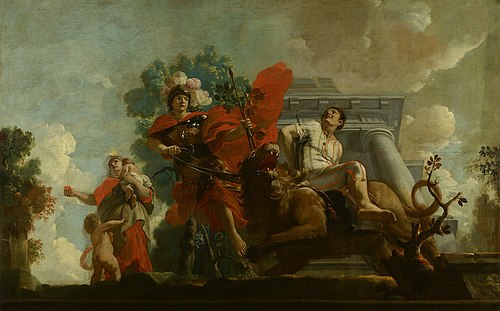 Fortitudo breidelt de zotheid : Allegorische voorstelling van de verzorging van leprozen en onnozele, 1675, Gerard de Lairesse