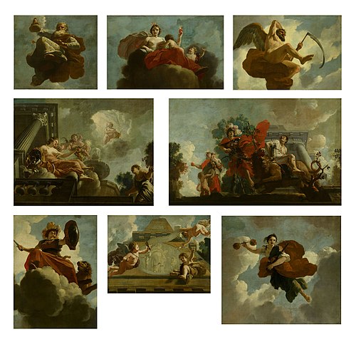 Eight allegorical scenes from the ceiling of the Leper's Asylum, Amsterdam, 1675, Gerard de Lairesse