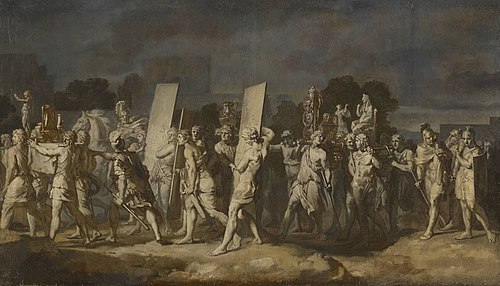 Triumphzug Alexanders des Großen: Aufführung des Beutegutes (Folge 2/12), 1676, Gerard de Lairesse