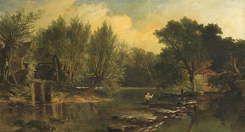 River Scene with an Angler, 1855, Edmund John Niemann