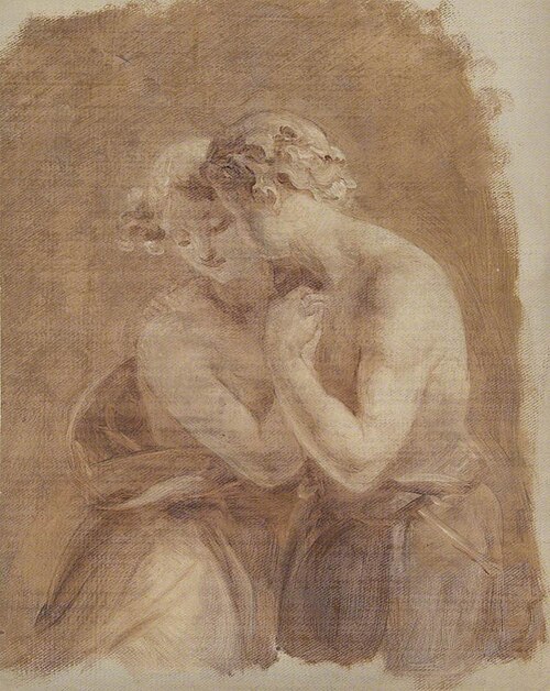 Sketch of Couple Embracing, , Edmund Thomas Parris