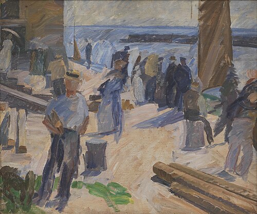 The Mail Boat Arriving, Christiansø, 1920, Edvard Weie