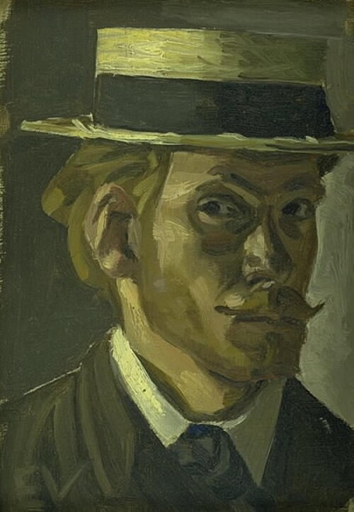 Self-Portrait with a Straw Hat, 1907, Edvard Weie