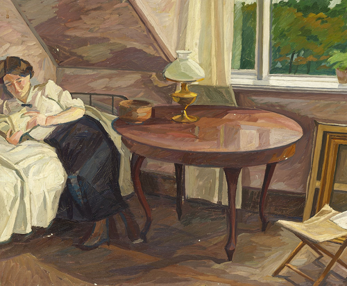 Interior with a woman reading., 1905, Edvard Weie