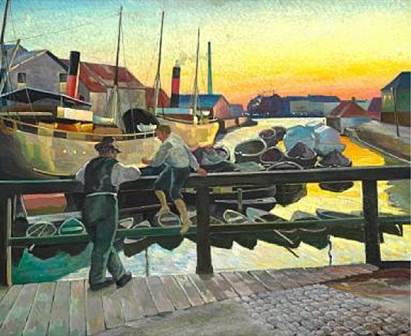 Boats at the Quay in Christianshavn, 1908, Edvard Weie