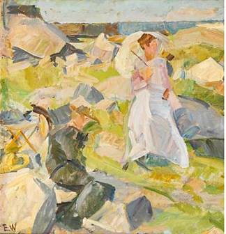 Lady with Parasol, 1917, Edvard Weie