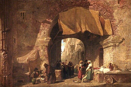 The Pescheria in the Ghetto, Rome, 1873, Edward Angelo Goodall