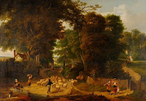 Landscape with Sheep on a Road, , Edward Charles Williams
