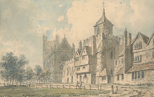 Exeter Cathedral and neighboring buildings, , Edward Dayes