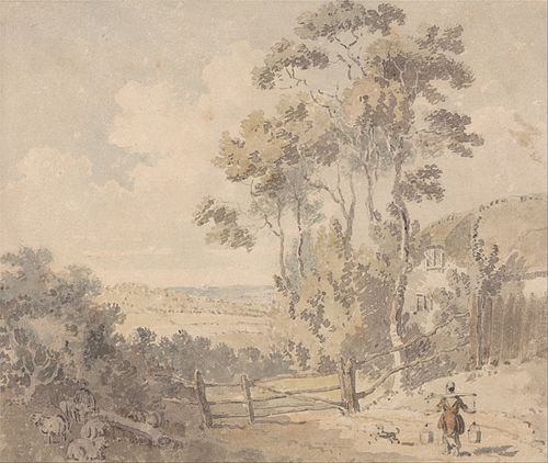 Milkmaid and Dog in a Landscape, , Edward Dayes