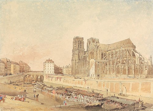 Notre Dame, Paris, from the Left Bank, 1840, Edward Duncan