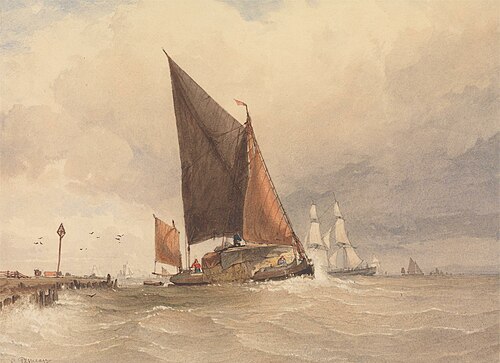 Sailing Barge at Sea, , Edward Duncan