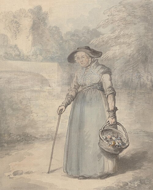 Old Lady with Basket of flowers, 1760, Edward Edwards