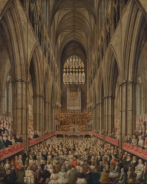 Interior View of Westminster Abbey on the Commemoration of Handel, Taken from the Manager's Box, 1790, Edward Edwards