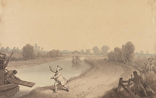 Paddington Canal: The Junction at Wormwood Scrubbs, with a Passenger Hailing the Uxbridge Passage Bo, , Edward Francis Burney