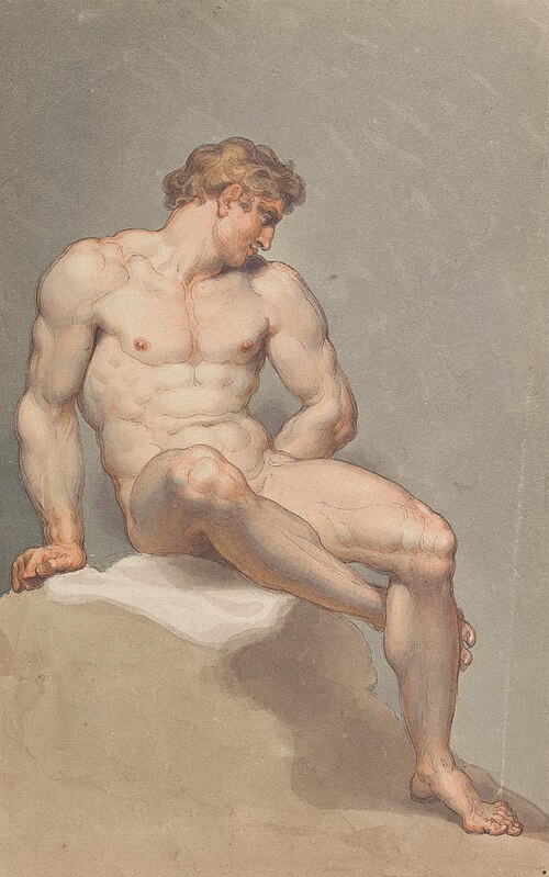 Study of a Male Nude, , Edward Francis Burney