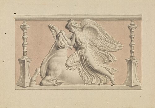 Winged Figure Slaying a Bull, , Edward Francis Burney