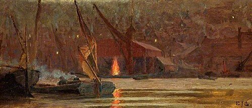 Night Scene on the Medway, , Edward John Gregory