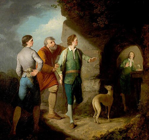 'Cymbeline', Act III, Scene 4, Imogen Discovered in the Cave, 1770, Edward Penny